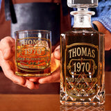 Birthday Gift For Whiskey - Bourbon Lovers - Personalized Whisky Whiskey Decanter Set