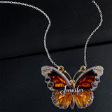 Love Butterfly - Personalized Butterfly Custom Shaped Pendant Necklace