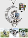I Love You to the Moon and Back - Personalized Couple Shaped Metal Pendant Necklace