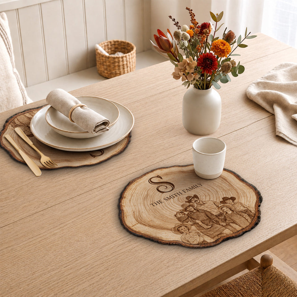 Rustic Engraved Family Tree Style - Personalized Family Custom Shape Placemat