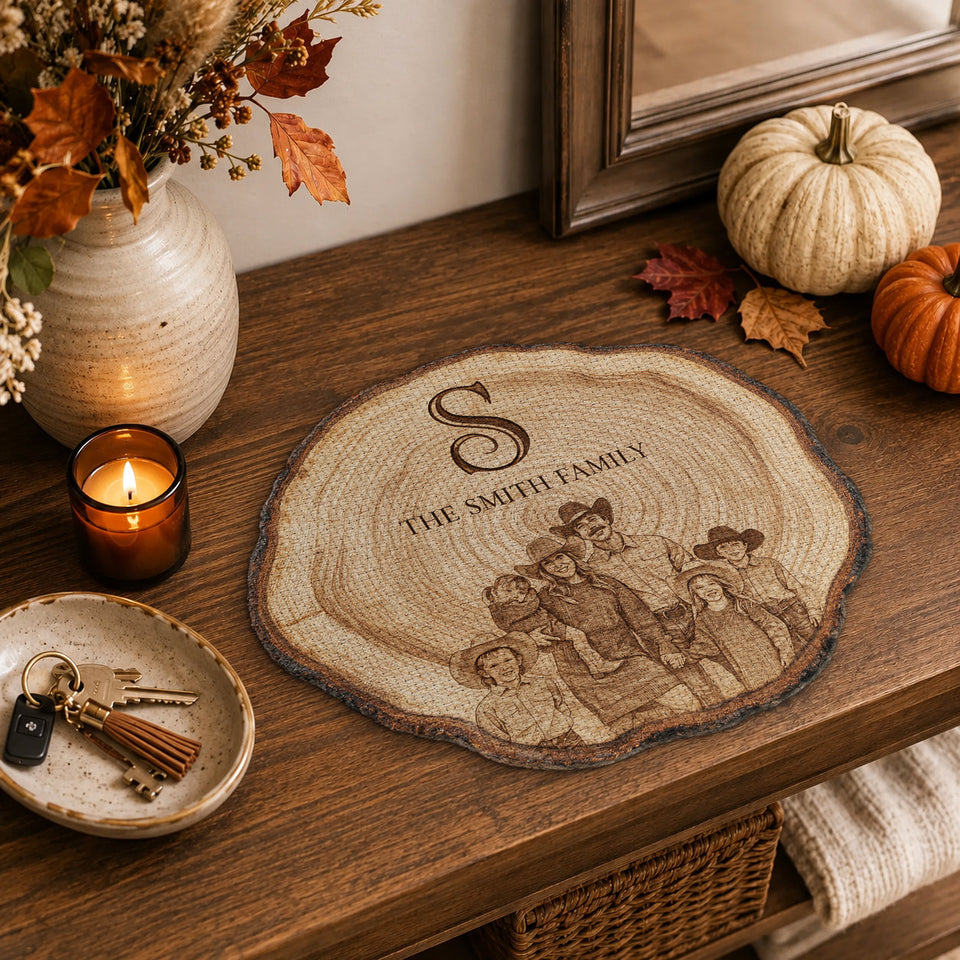Rustic Engraved Family Tree Style - Personalized Family Custom Shape Placemat