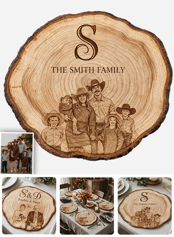 Rustic Engraved Family Tree Style - Personalized Family Custom Shape Placemat