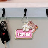 Pink Cowgirl - Personalized Cowgirl Keychain With Charms