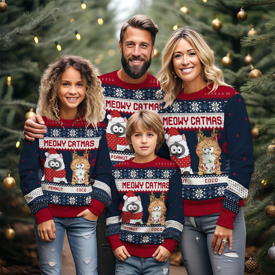 Meowy Catmas - Personalized Cat Ugly Sweater