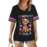 Custom Any Photo - Personalized Dog Fully Printed V-Neck T-Shirt