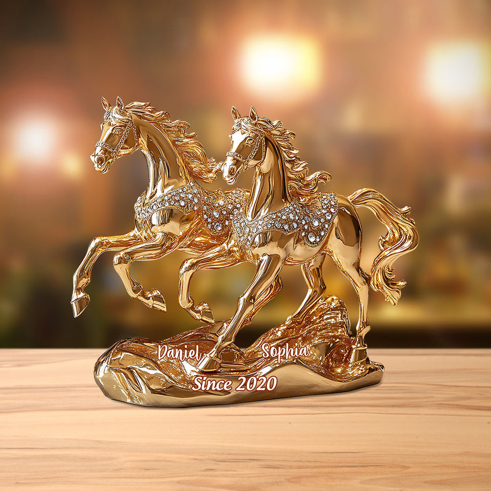 Beautiful Horse Couple - Personalized Horse Custom Shaped Acrylic Plaque