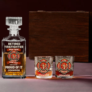 Retired Firefighter - Personalized Firefighter Whiskey Decanter Set