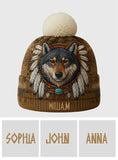 Native American Wolf - Personalized American Indian Beanie Hat