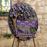 Grandkids Make Life More Grand - Personalized Grandma Round Wood Sign
