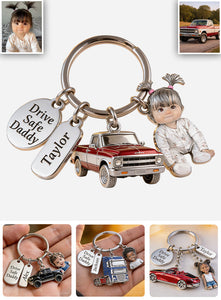 Drive Safe Daddy - Personalized Father Premium Keychain With Charms
