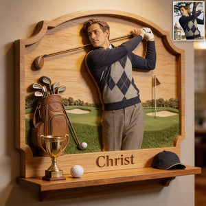 The Champion - Personalized Golf Wooden Floating Shelf