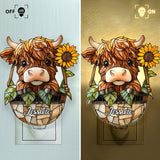 Cute Highland Cow - Personalized Highland Cow Acrylic Plug-In Night Light