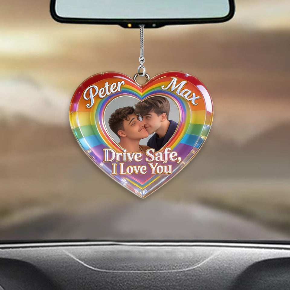 Drive Safe - Personalized LGBT Support Shaped Fur Pillow & Car Ornament