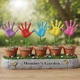 Beautiful Garden Kid Handprint Gift For Mom, Grandma - Personalized Mother Custom Shaped Acrylic Plaque