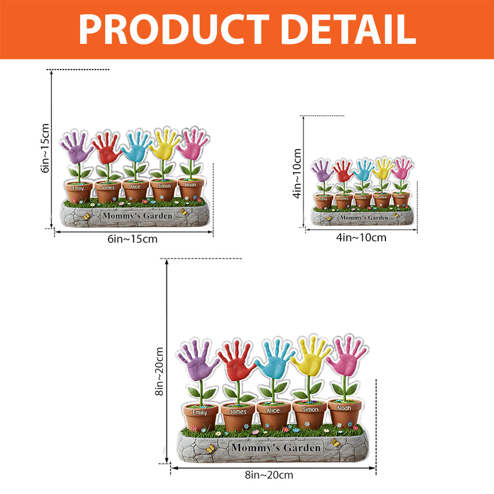 Beautiful Garden Kid Handprint Gift For Mom, Grandma - Personalized Mother Custom Shaped Acrylic Plaque
