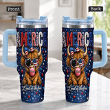 Land Of The Free - Personalized Highland Cow Tumbler With Plush Charm