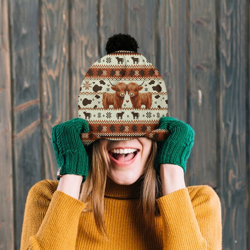 You & Me We Got This - Personalized Highland Cow Beanie Hat