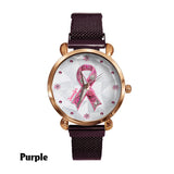Sensibilisation au cancer du sein - Montre-bracelet personnalisée pour femmes sensibilisant au cancer du sein 