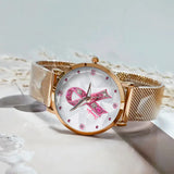 Sensibilisation au cancer du sein - Montre-bracelet personnalisée pour femmes sensibilisant au cancer du sein 