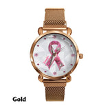 Sensibilisation au cancer du sein - Montre-bracelet personnalisée pour femmes sensibilisant au cancer du sein 
