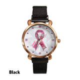 Sensibilisation au cancer du sein - Montre-bracelet personnalisée pour femmes sensibilisant au cancer du sein 