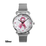 Sensibilisation au cancer du sein - Montre-bracelet personnalisée pour femmes sensibilisant au cancer du sein 