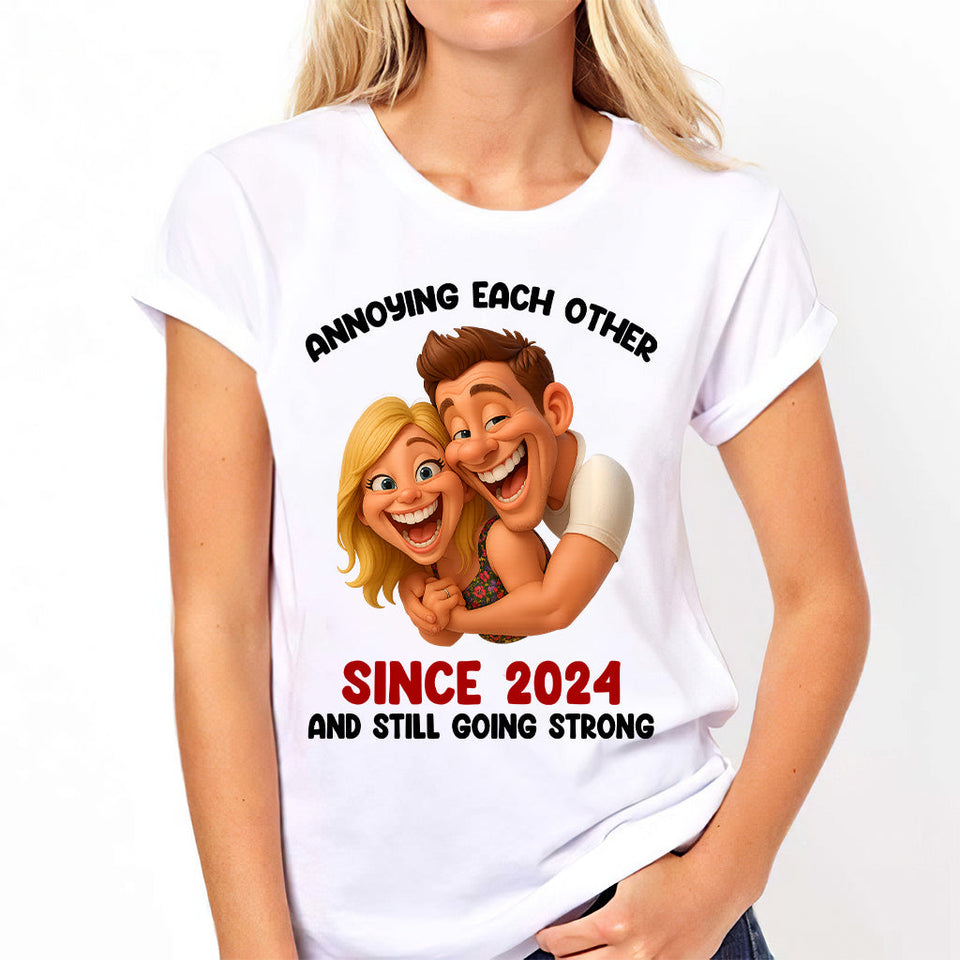 Funny Gift Cartoonish Exaggerated Mascot Style - Personalized Couple T-shirt And Hoodie