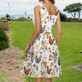 Floral Chicken - Personalized Chicken Sleeveless Dress