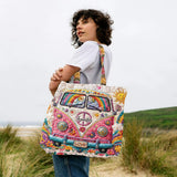Hippie Soul Set Bag With Charm - Personalized Hippie Quilted Tote Bag With Plush Charm