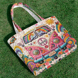 Hippie Soul Set Bag With Charm - Personalized Hippie Quilted Tote Bag With Plush Charm