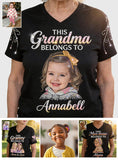 Custom Bling Shirt For Grandma/ Mother - Personalized Grandma Fully Printed V-Neck T-Shirt