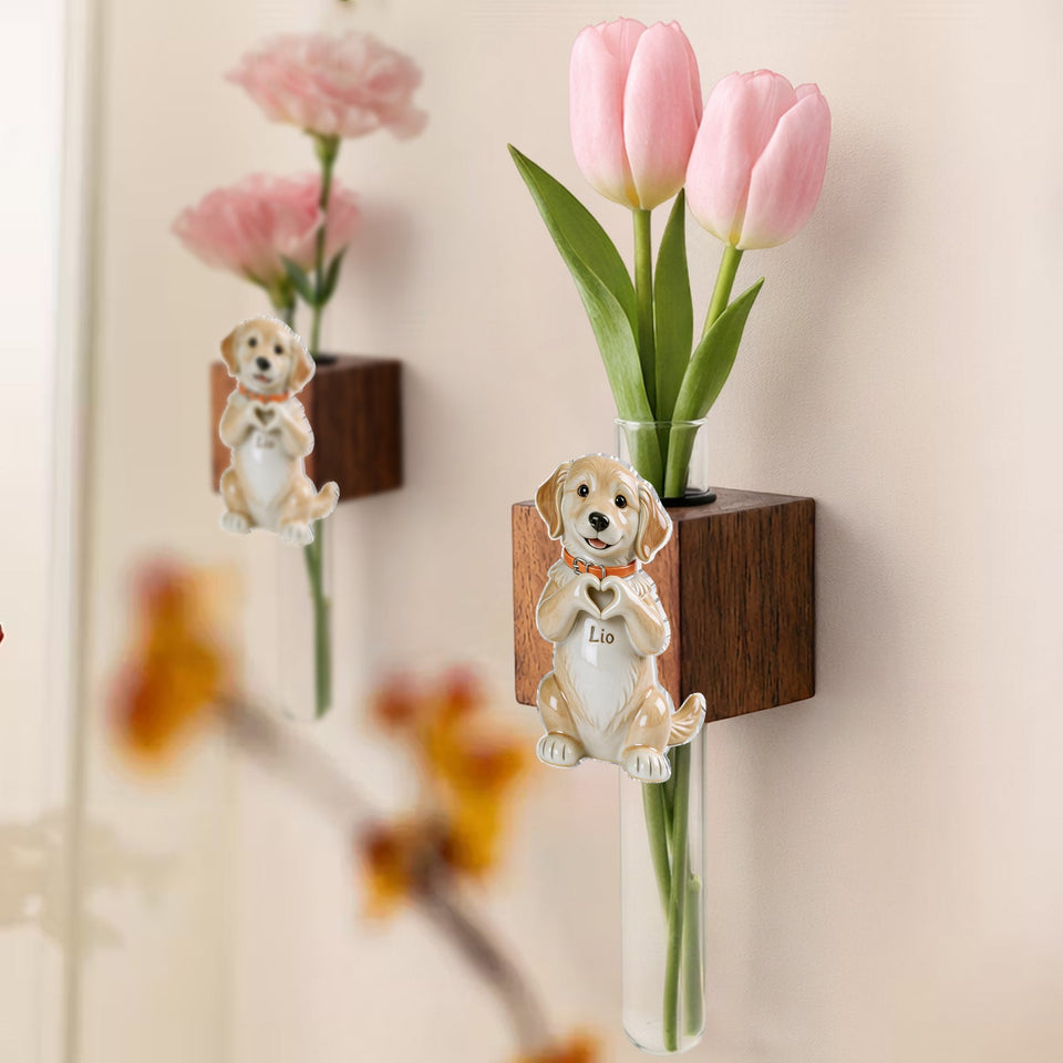 Any Pet Photo - Personalized Dog Magnetic Flower Vase