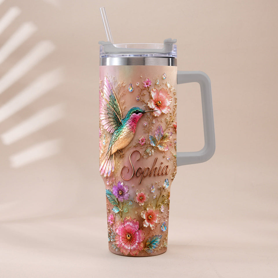 Love Hummingbirds - Personalized Hummingbird Tumbler With Plush Charm