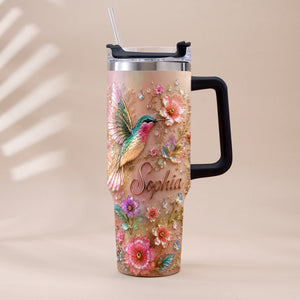 Love Hummingbirds - Personalized Hummingbird Tumbler With Plush Charm