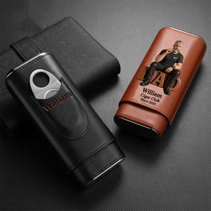 Dad Loves Cigars - Personalized Father Leather Cigar Humidor Case