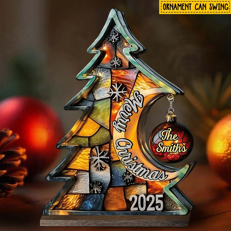 Merry Christmas - Personalized Family Plaque With Charm