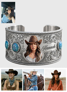Cowgirl Must-Have - Personalized Cowgirl Shaped Cuff Bracelet
