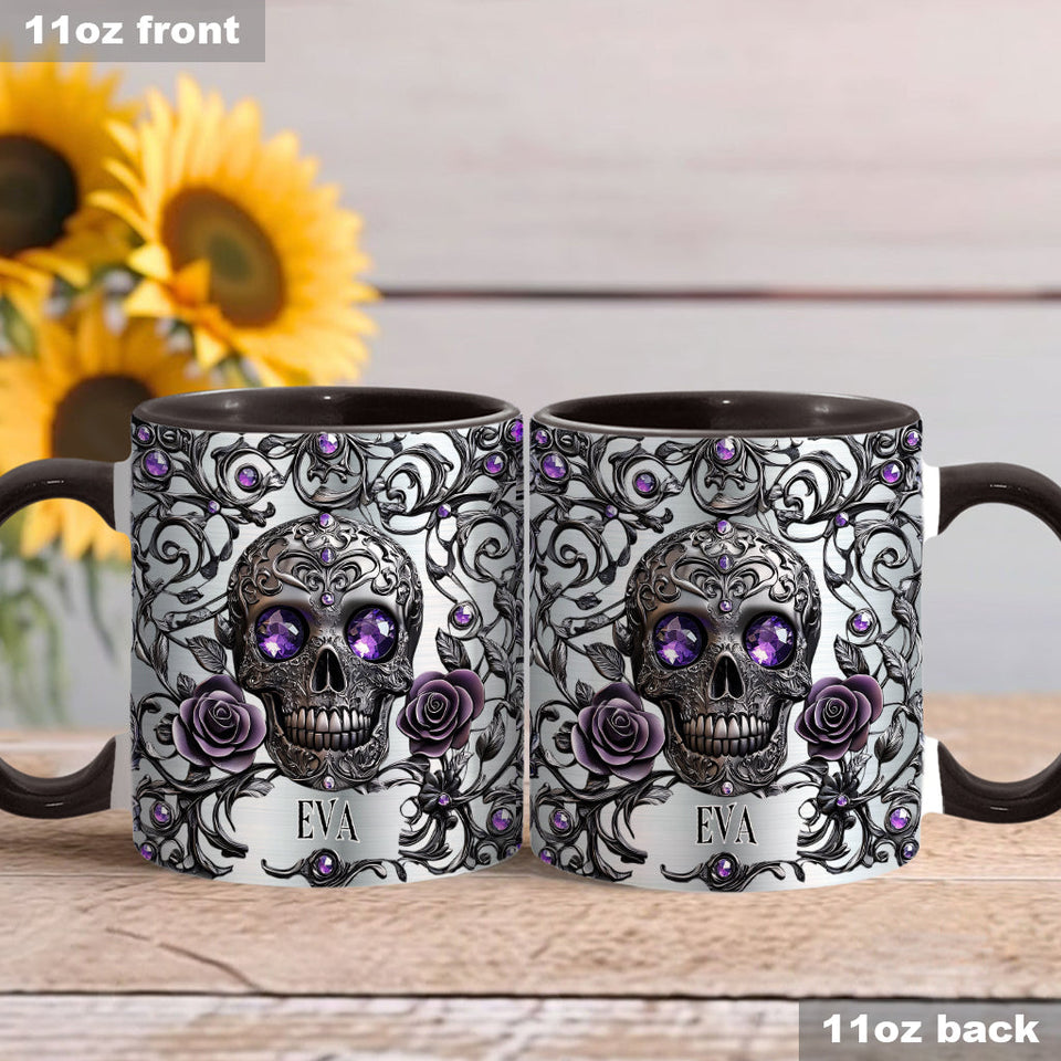 Beautiful Skull And Roses - Personalized Skull Accent Mug