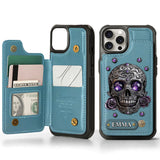 Beautiful Skull And Roses - Personalized Skull Wallet Phone Case