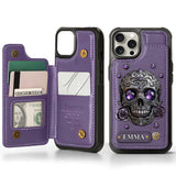 Beautiful Skull And Roses - Personalized Skull Wallet Phone Case