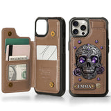 Beautiful Skull And Roses - Personalized Skull Wallet Phone Case