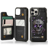 Beautiful Skull And Roses - Personalized Skull Wallet Phone Case