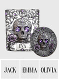 Beautiful Skull And Roses - Personalized Skull Whiskey Glass