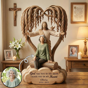 Dieu vous tient dans ses bras - Plaque commémorative personnalisée en acrylique de forme personnalisée