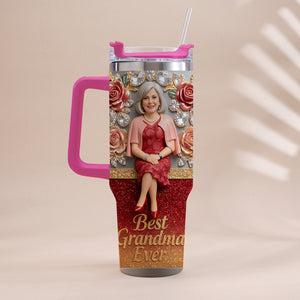 Best Grandma Ever, Perfect For Mom, Nana - Personalized Grandma Tumbler With Handle