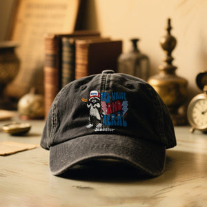 Red White And Feral - Personalized Independence Day/ 4th of July Washed Denim Cap