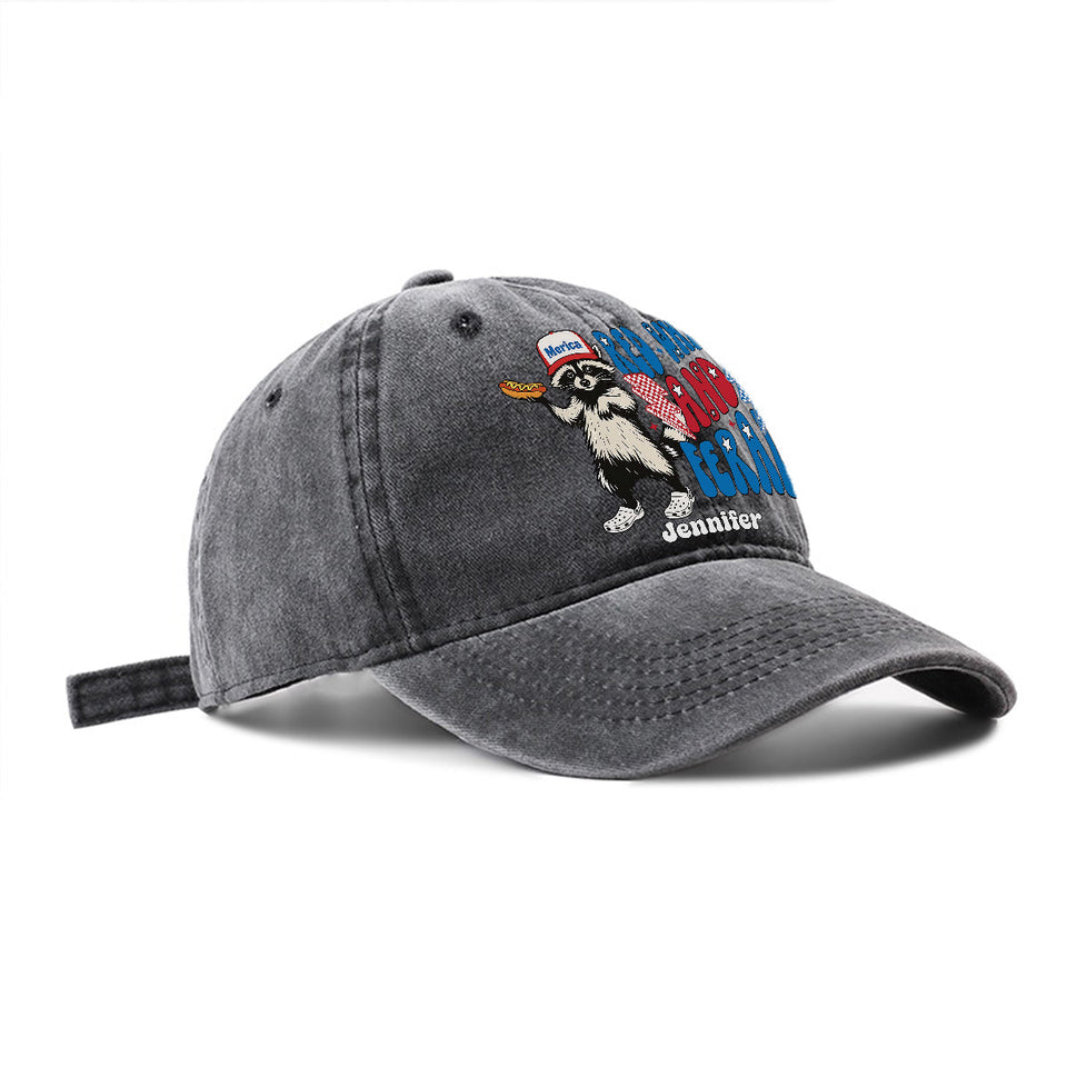 Red White And Feral - Personalized Independence Day/ 4th of July Washed Denim Cap