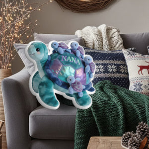 Nana Turtle Gift For Mom Grandma - Personalized Grandma Faux Fur Shaped Pillow