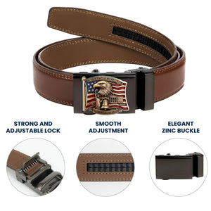 250th Anniversary Of United States - Personalized Patriot Leather Belt With Shaped Buckle