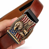 250th Anniversary Of United States - Personalized Patriot Leather Belt With Shaped Buckle
